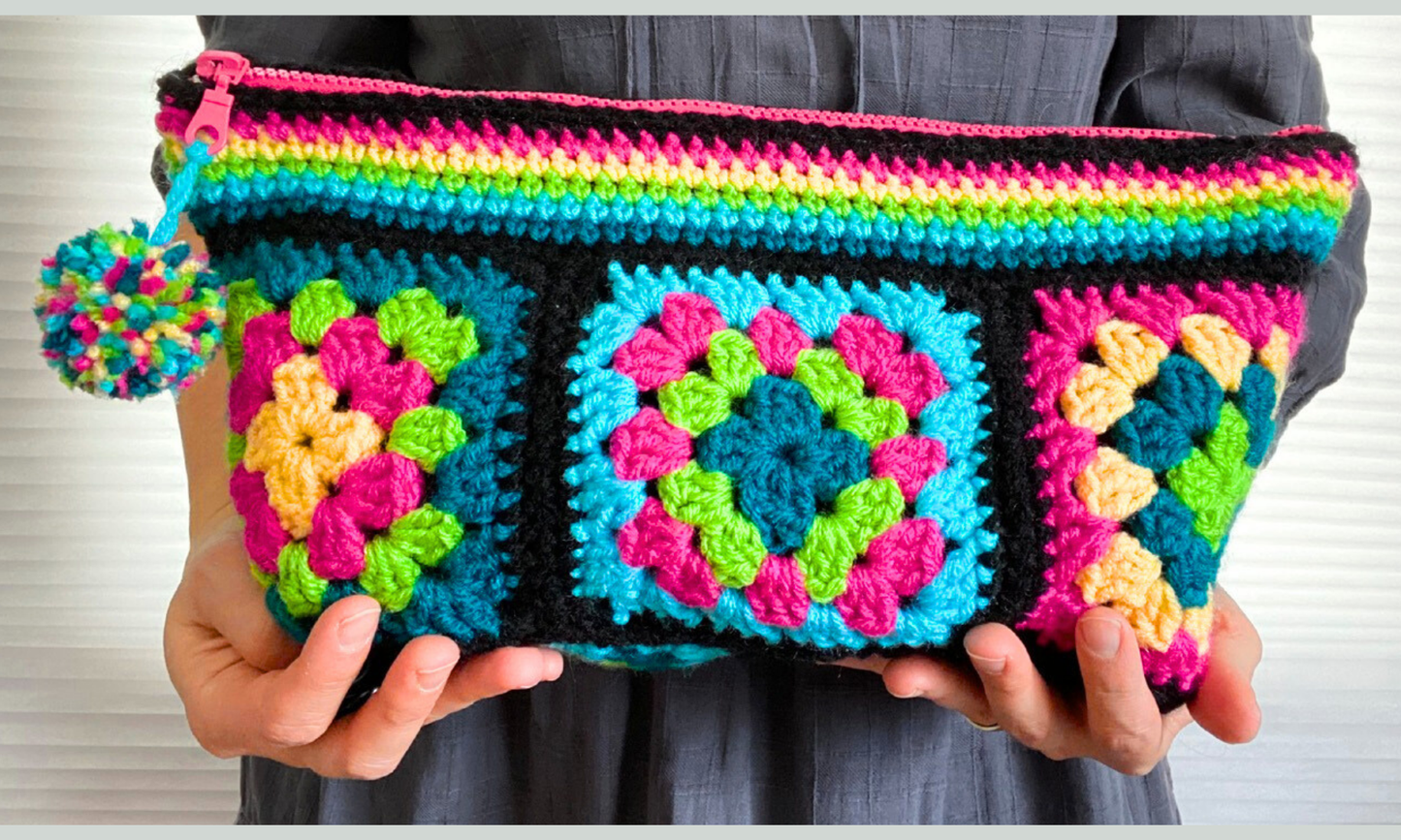 CROCHET PATTERN – Zayna bag Crochet Pattern – Granny Square Bag for Yarn, Crochet Hooks & Craft Storage – bag project – crochet bag