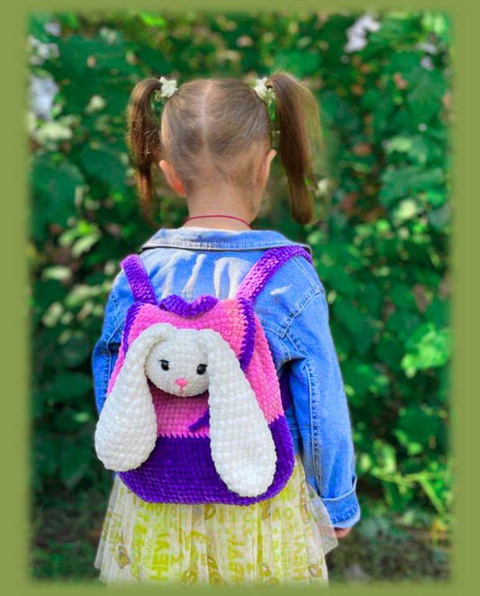 CROCHET PATTERN – Crochet Backpack Bunny Pattern Pdf – Cute Amigurumi Backpack for Kids, Digital Crochet Pattern, DIY Plush Animal Bag